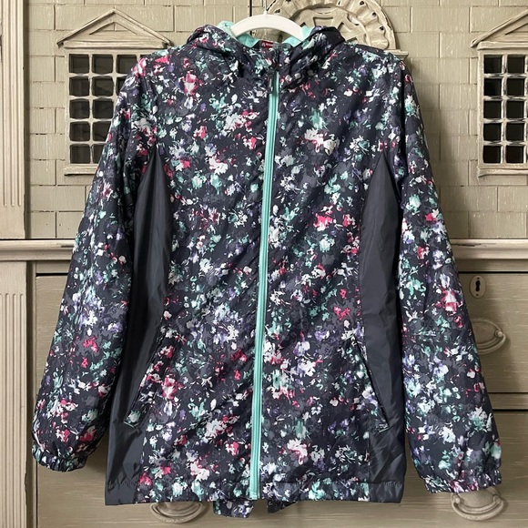 Stoic Girls’ Floral Printed Faux “Fur” Lined Raincoat - Picture 1 of 10